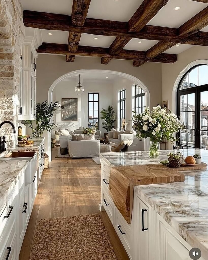 Marble and Rustic Beams