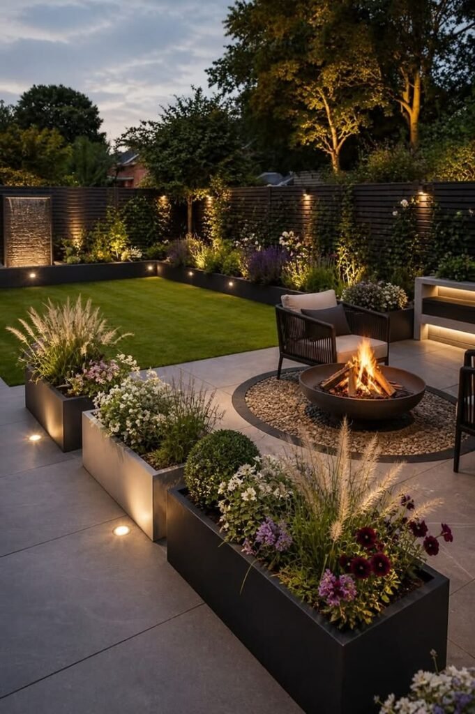 Modern Fire Pit Garden
