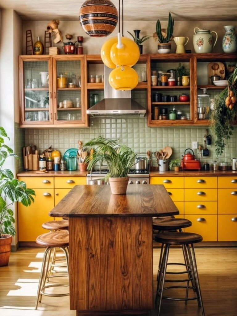 Mustard and Natural Wood