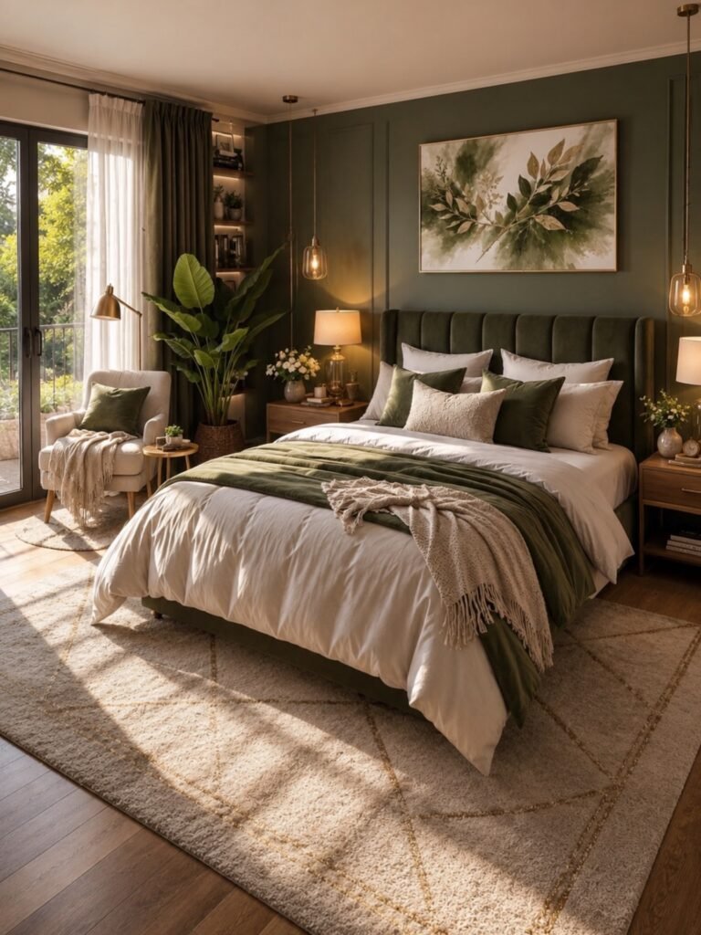 Olive Green Paneled Wall