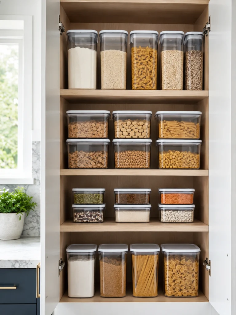 Put Pantry Staples in Stackable Containers