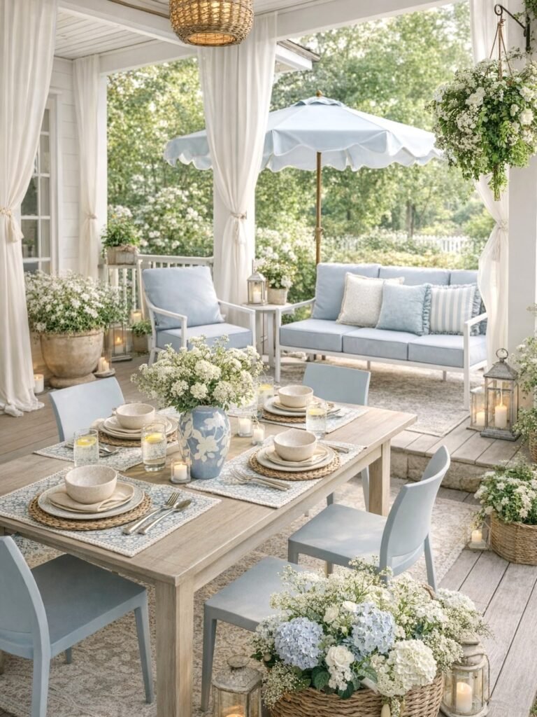 Soft Blue Dining Porch