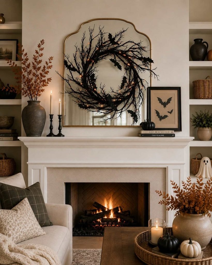 Lit Bat Wreath