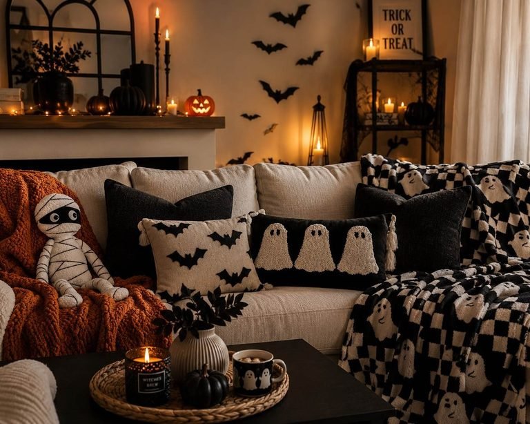 34 Halloween Living Room Decor Ideas You Can Set Up in a Weekend