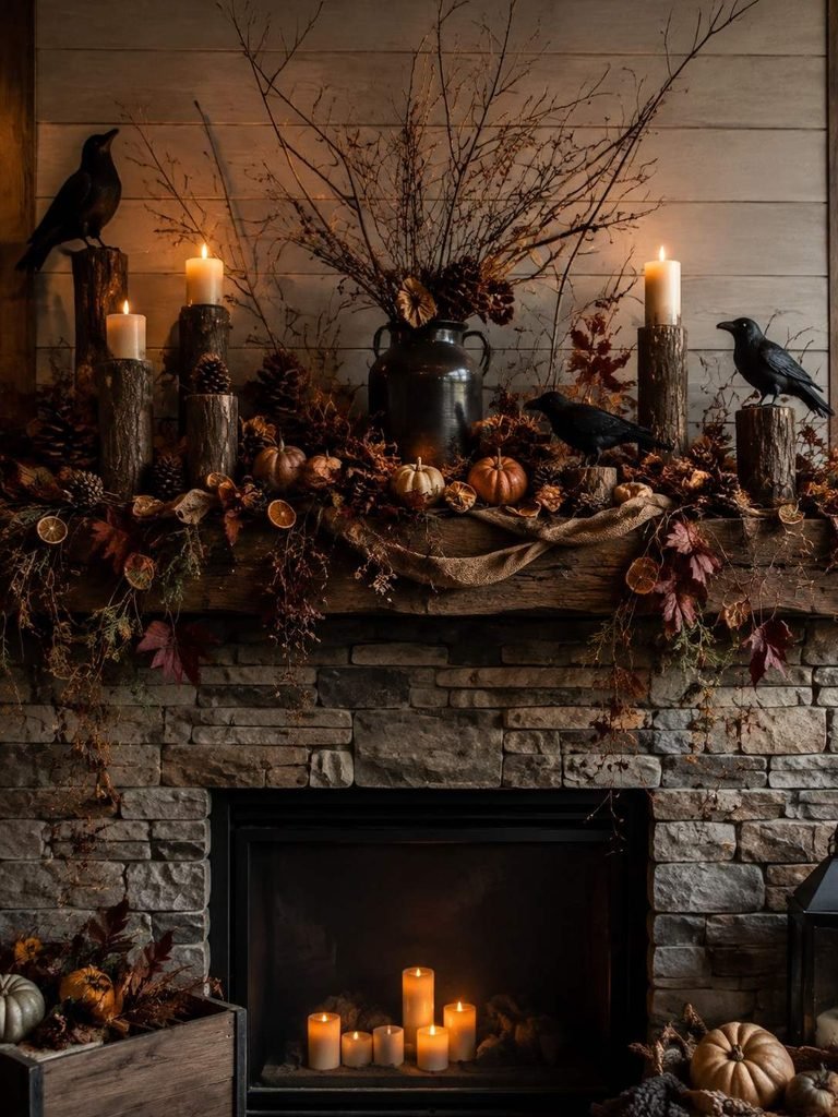Rustic Crow Mantel