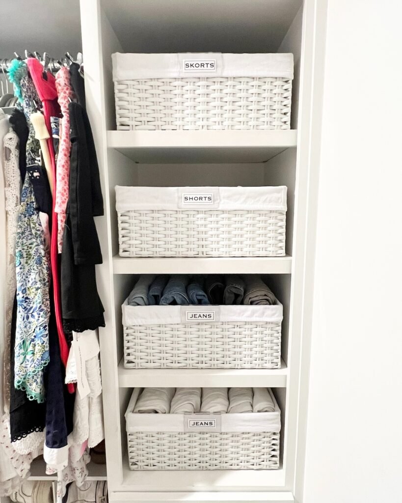 Use Matching Baskets for a Cleaner Look