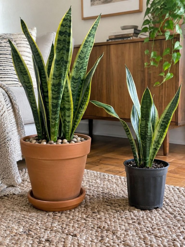 Pots, and why snake plants fall over